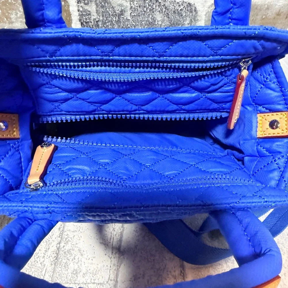 MZ WALLACE Mini Box Tote Crossbody Bag Blue Quilted RARE color - Picture 4 of 10